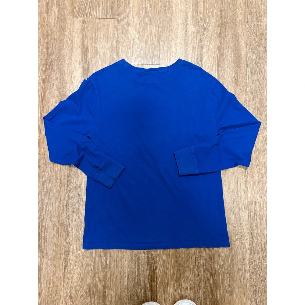 Polo Ralph Lauren Vintage Long Sleeve T-Shirt Royal Blue Yellow Pony Men L 14-16